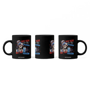 Just Here For The Fireworks Not The Fascism Coffee Mug Funny Skeleton 4th of July
