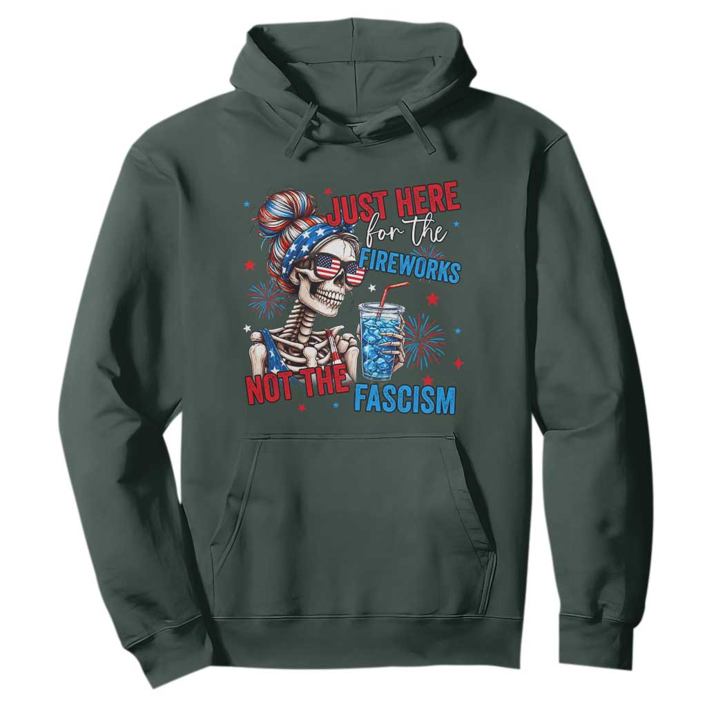 Just Here For The Fireworks Not The Fascism Hoodie Funny Skeleton 4th of July