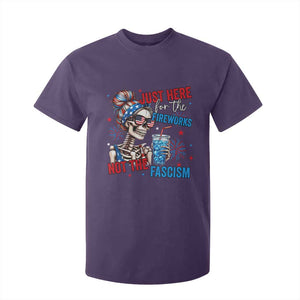 Just Here For The Fireworks Not The Fascism T Shirt For Kid Funny Skeleton 4th of July