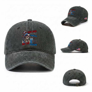 Just Here For The Fireworks Not The Fascism Washed Cotton Baseball Cap Funny Skeleton 4th of July