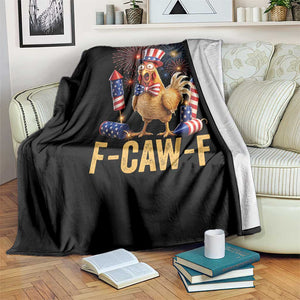 F Caw F 4th of July Throw Blanket Funny Rooster Meme American Flag Fireworks