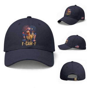 F Caw F 4th of July Baseball Cap Funny Rooster Meme American Flag Fireworks