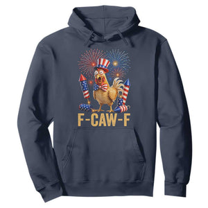 F Caw F 4th of July Hoodie Funny Rooster Meme American Flag Fireworks