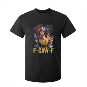 F Caw F 4th of July T Shirt For Kid Funny Rooster Meme American Flag Fireworks