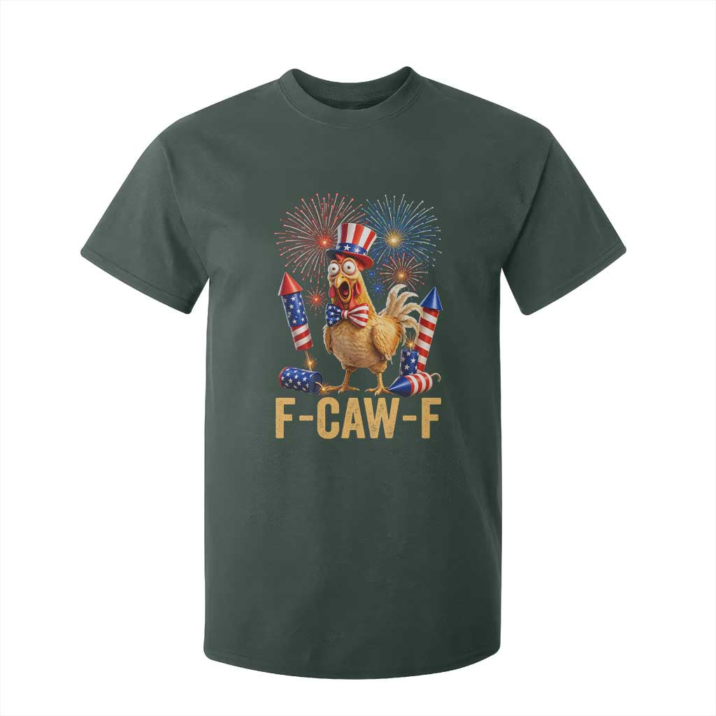 F Caw F 4th of July T Shirt For Kid Funny Rooster Meme American Flag Fireworks