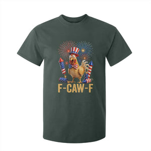 F Caw F 4th of July T Shirt For Kid Funny Rooster Meme American Flag Fireworks