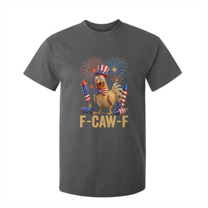 F Caw F 4th of July T Shirt For Kid Funny Rooster Meme American Flag Fireworks