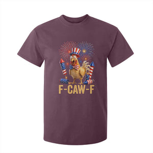 F Caw F 4th of July T Shirt For Kid Funny Rooster Meme American Flag Fireworks