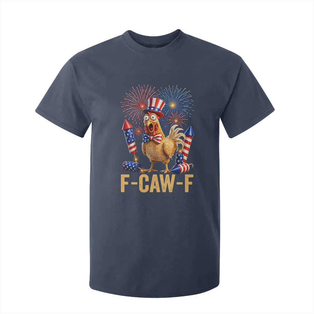 F Caw F 4th of July T Shirt For Kid Funny Rooster Meme American Flag Fireworks