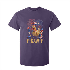 F Caw F 4th of July T Shirt For Kid Funny Rooster Meme American Flag Fireworks