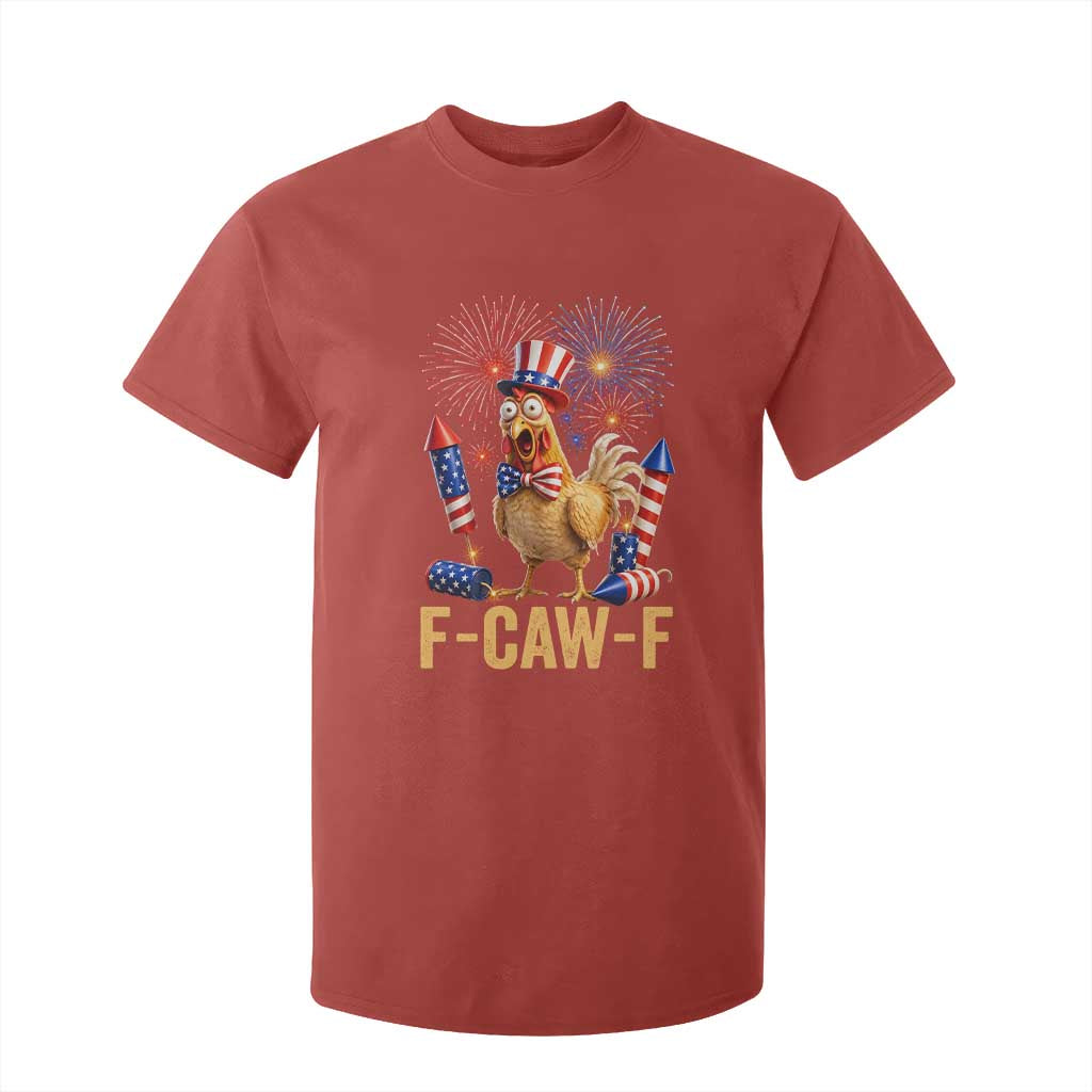 F Caw F 4th of July T Shirt For Kid Funny Rooster Meme American Flag Fireworks