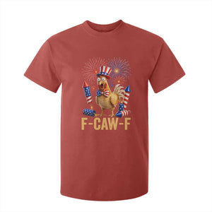 F Caw F 4th of July T Shirt For Kid Funny Rooster Meme American Flag Fireworks