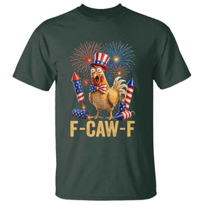 F Caw F 4th of July T Shirt Funny Rooster Meme American Flag Fireworks