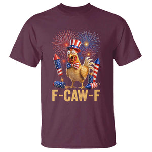 F Caw F 4th of July T Shirt Funny Rooster Meme American Flag Fireworks