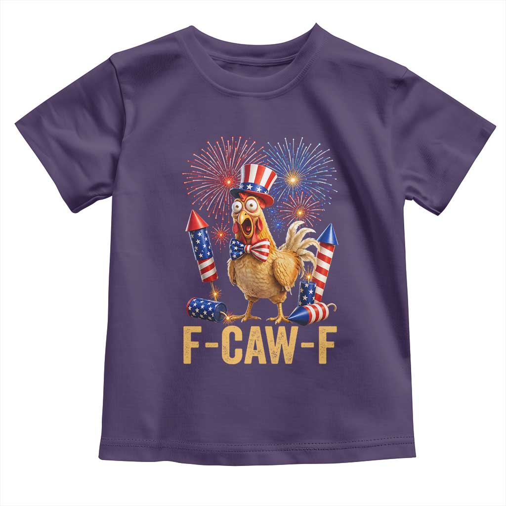 F Caw F 4th of July Toddler T Shirt Funny Rooster Meme American Flag Fireworks