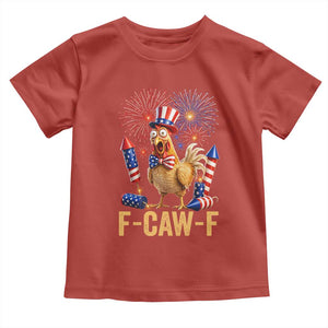 F Caw F 4th of July Toddler T Shirt Funny Rooster Meme American Flag Fireworks