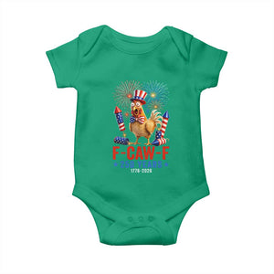 F Caw F 250 Years 1776 2026 Baby Onesie Funny Patriotic Rooster Meme Fireworks