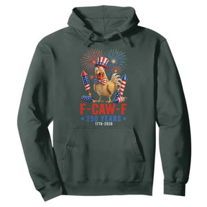 F Caw F 250 Years 1776 2026 Hoodie Funny Patriotic Rooster Meme Fireworks