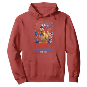 F Caw F 250 Years 1776 2026 Hoodie Funny Patriotic Rooster Meme Fireworks