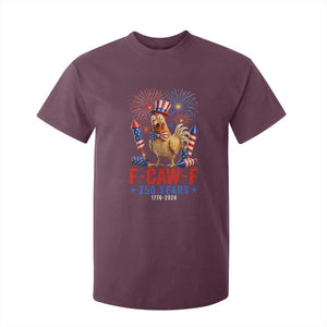 F Caw F 250 Years 1776 2026 T Shirt For Kid Funny Patriotic Rooster Meme Fireworks
