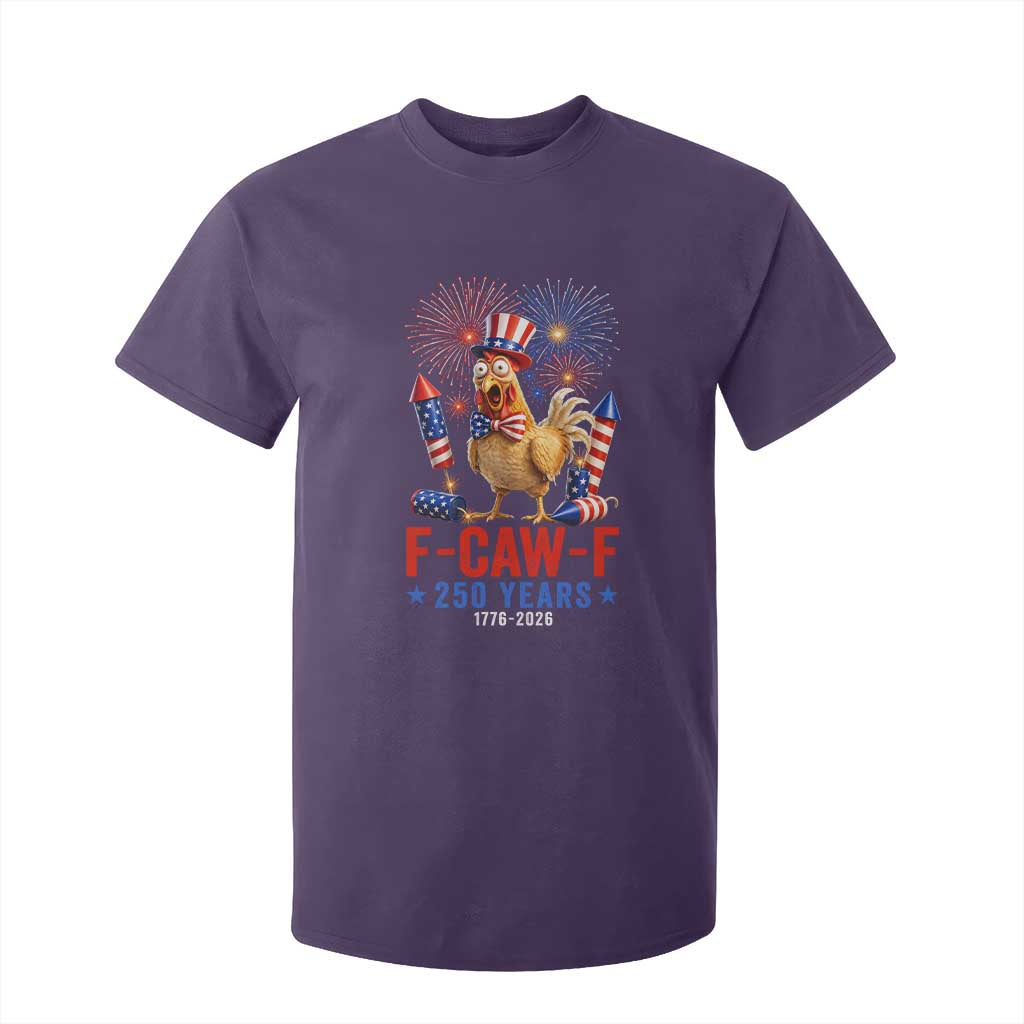 F Caw F 250 Years 1776 2026 T Shirt For Kid Funny Patriotic Rooster Meme Fireworks