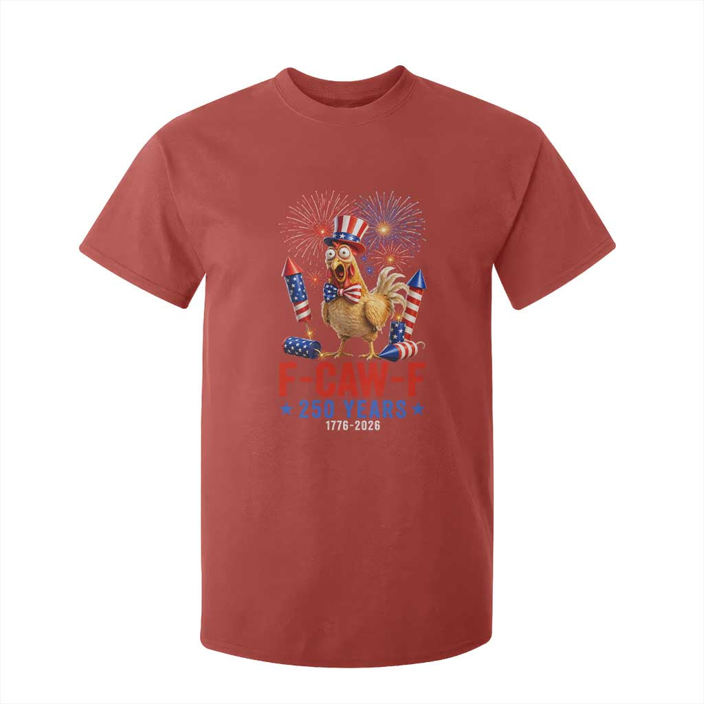 F Caw F 250 Years 1776 2026 T Shirt For Kid Funny Patriotic Rooster Meme Fireworks