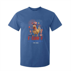 F Caw F 250 Years 1776 2026 T Shirt For Kid Funny Patriotic Rooster Meme Fireworks