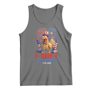 F Caw F 250 Years 1776 2026 Tank Top Funny Patriotic Rooster Meme Fireworks