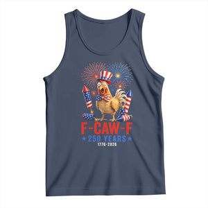F Caw F 250 Years 1776 2026 Tank Top Funny Patriotic Rooster Meme Fireworks