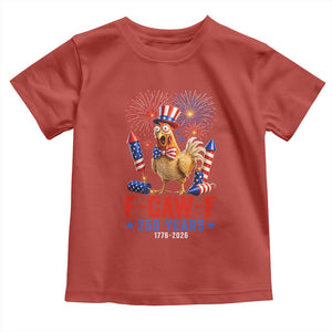 F Caw F 250 Years 1776 2026 Toddler T Shirt Funny Patriotic Rooster Meme Fireworks