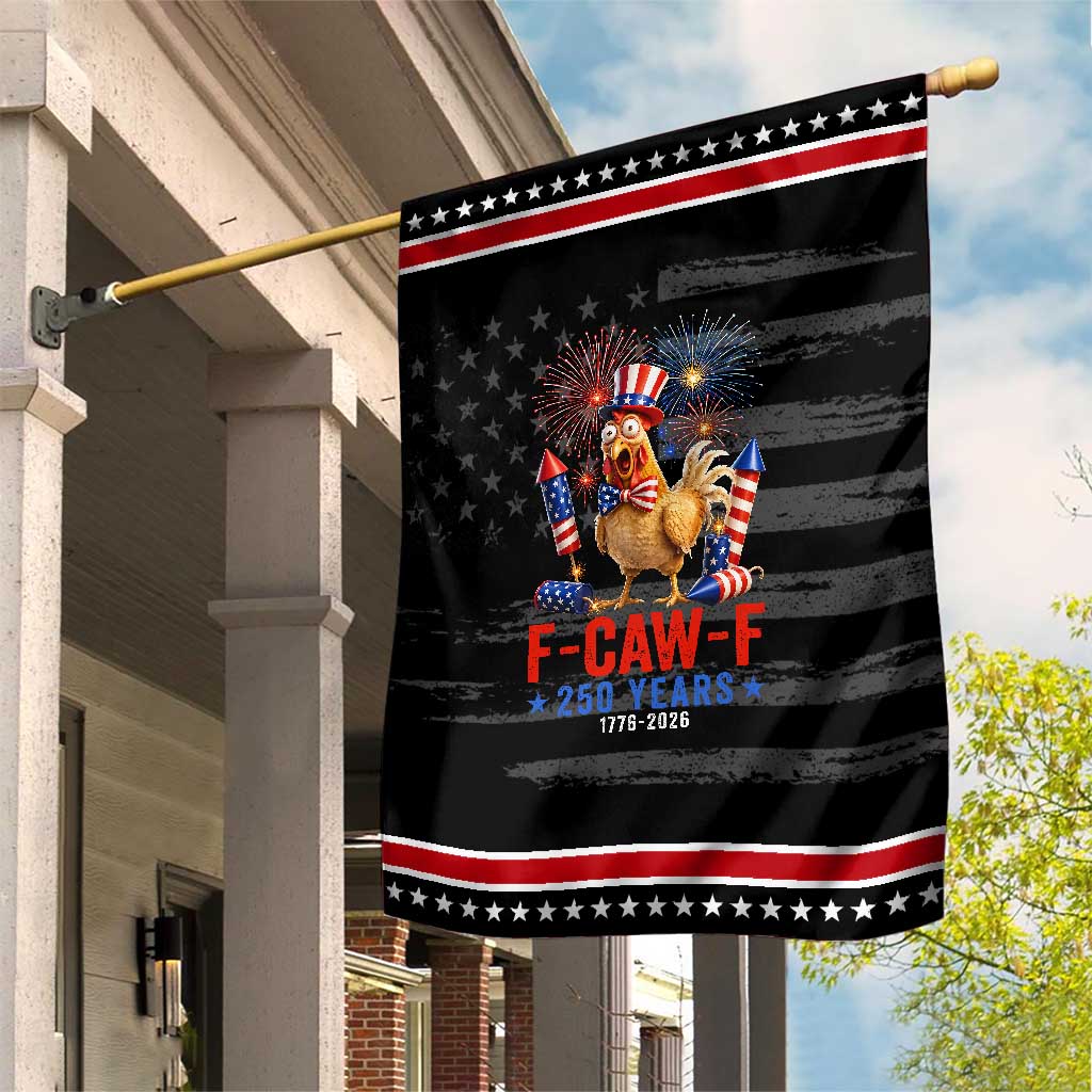F Caw F 250 Years 1776 2026 Patriotic Garden Flag Funny Rooster Meme Fireworks TS11 Distressed Black Red Print Your Wear