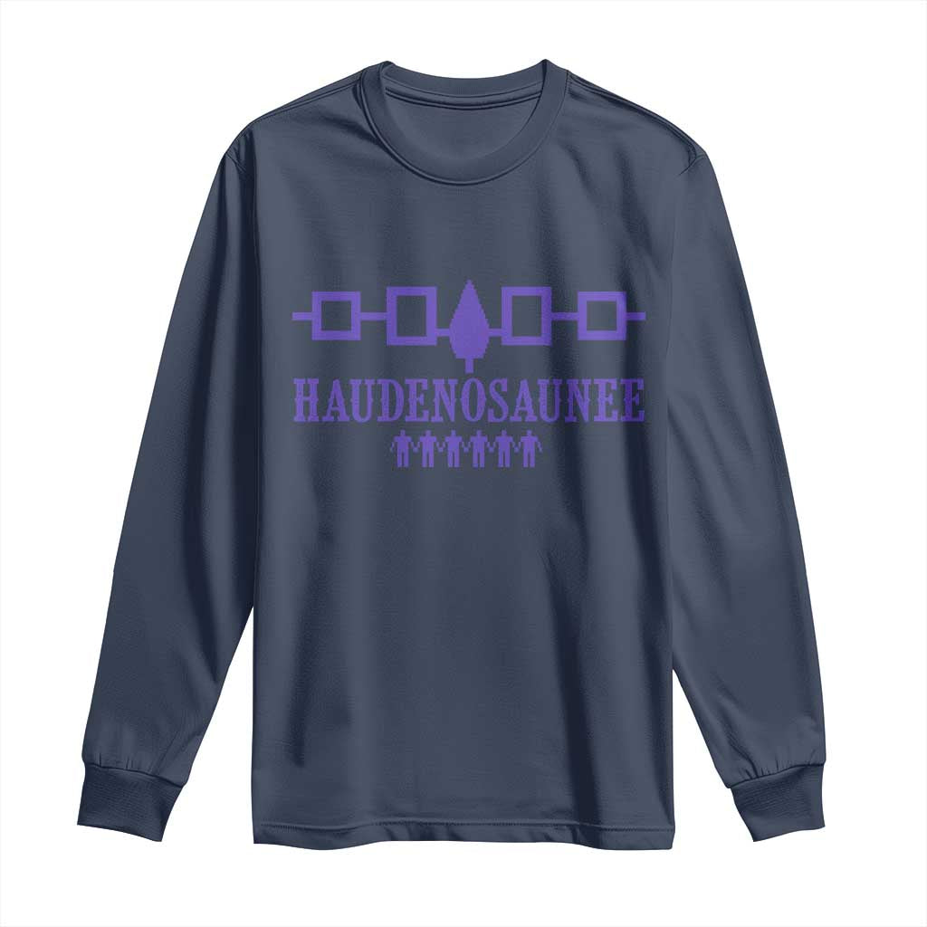 Native American Haudenosaunee Iroquois Nation Flag Long Sleeve Shirt TS11 Navy Print Your Wear