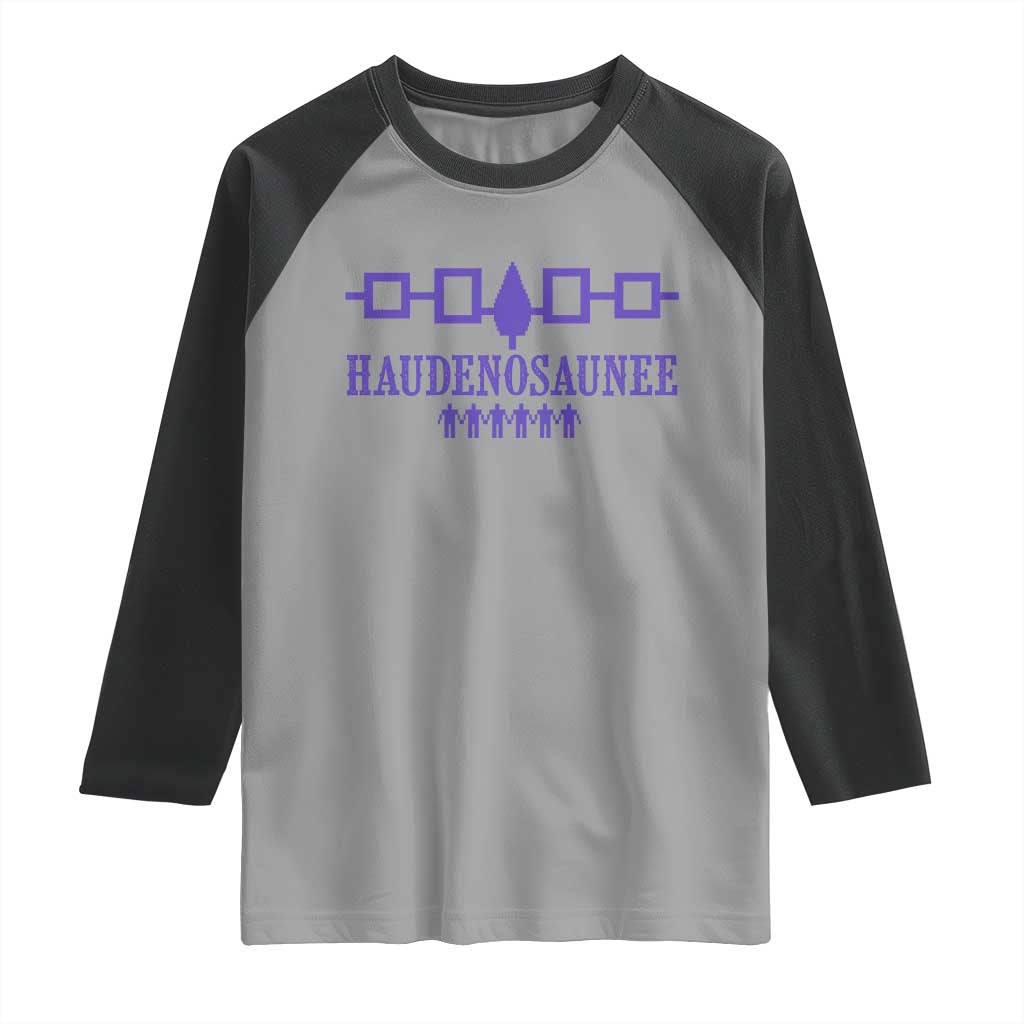 Native American Haudenosaunee Iroquois Nation Flag Raglan Shirt TS11 Sport Gray Black Print Your Wear