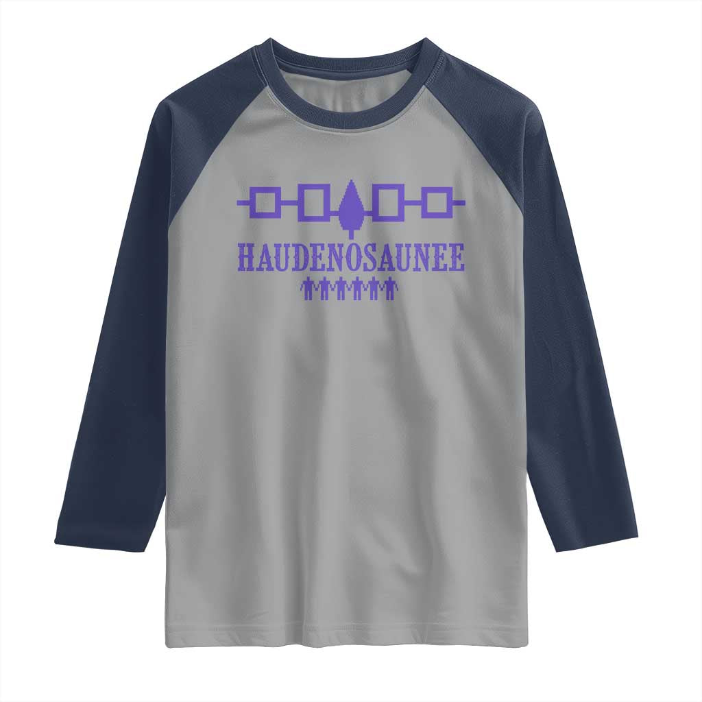 Native American Haudenosaunee Iroquois Nation Flag Raglan Shirt TS11 Sport Gray Navy Print Your Wear