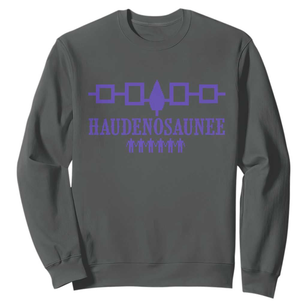 Native American Haudenosaunee Iroquois Nation Flag Sweatshirt TS11 Dark Heather Print Your Wear