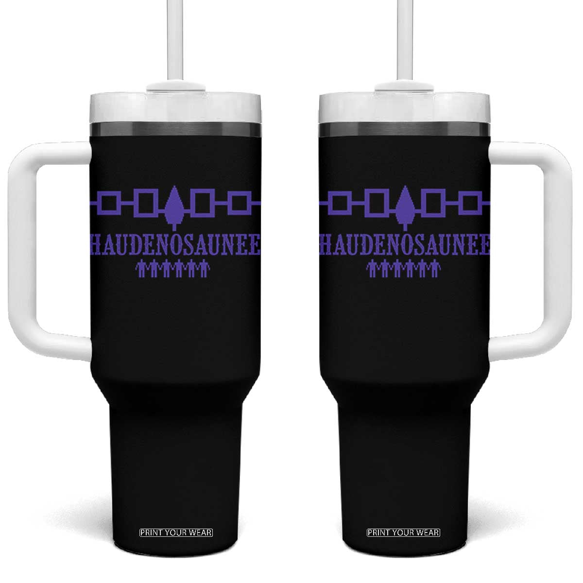 Native American Haudenosaunee Iroquois Nation Flag Tumbler With Handle TS11 One Size: 40 oz Black Print Your Wear