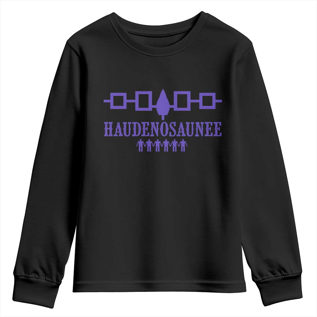 Native American Haudenosaunee Iroquois Nation Flag Youth Sweatshirt TS11 Black Print Your Wear