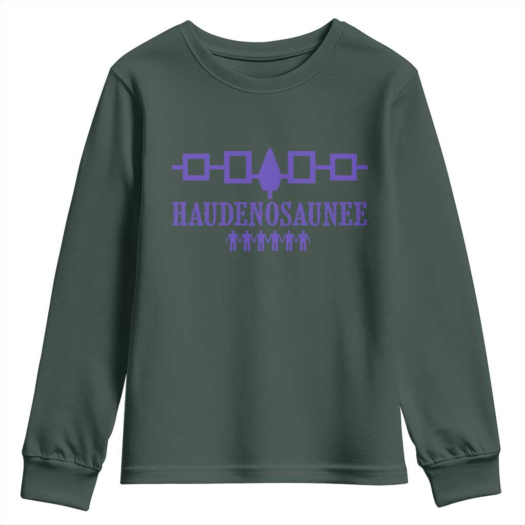 Native American Haudenosaunee Iroquois Nation Flag Youth Sweatshirt TS11 Dark Forest Green Print Your Wear