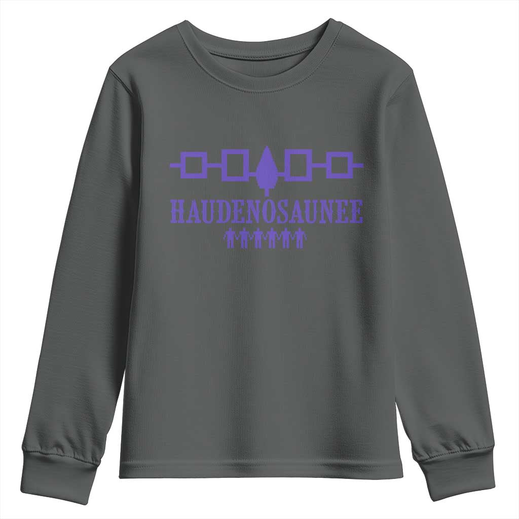 Native American Haudenosaunee Iroquois Nation Flag Youth Sweatshirt TS11 Dark Heather Print Your Wear