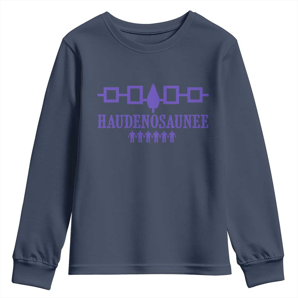 Native American Haudenosaunee Iroquois Nation Flag Youth Sweatshirt TS11 Navy Print Your Wear