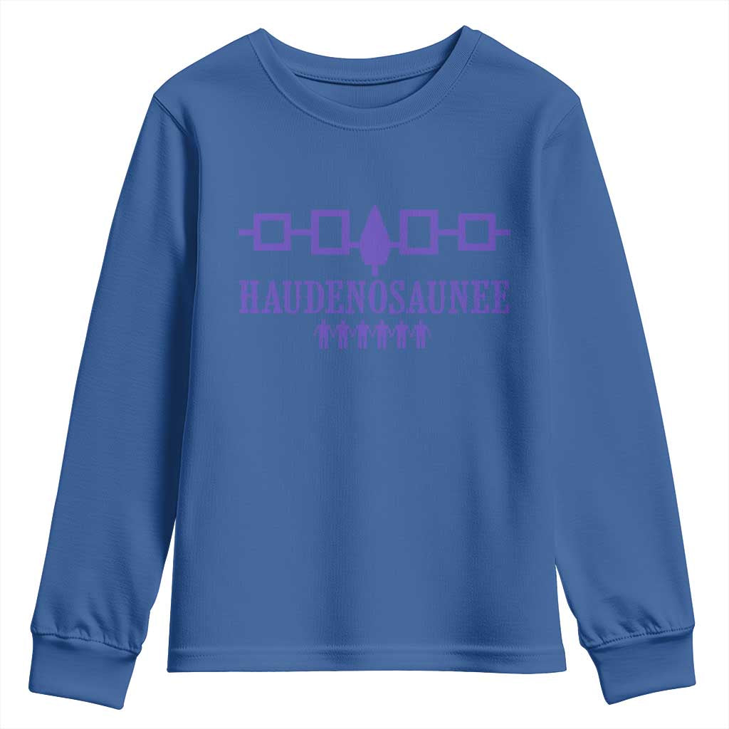 Native American Haudenosaunee Iroquois Nation Flag Youth Sweatshirt TS11 Royal Blue Print Your Wear