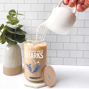 Funny Shark Lovers Week Glass Can I Was Told There Would Be Sharks