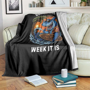 Funny Shark Guess What Week It Is Throw Blanket Shark Awareness Summer Vacation