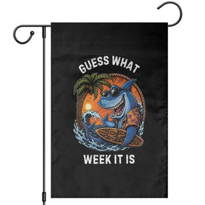 Funny Shark Guess What Week It Is Garden Flag Shark Awareness Summer Vacation
