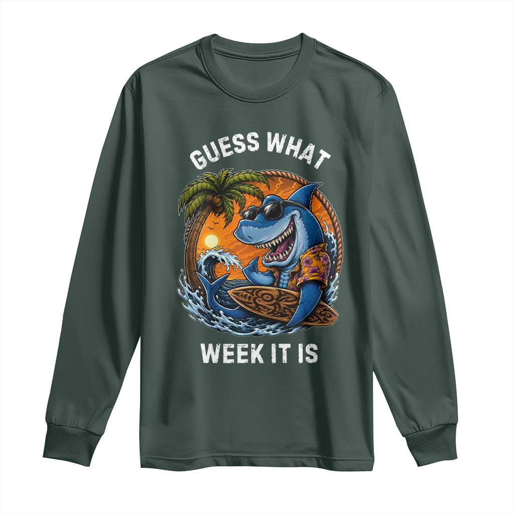 Funny Shark Guess What Week It Is Long Sleeve Shirt Shark Awareness Summer Vacation