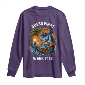 Funny Shark Guess What Week It Is Long Sleeve Shirt Shark Awareness Summer Vacation
