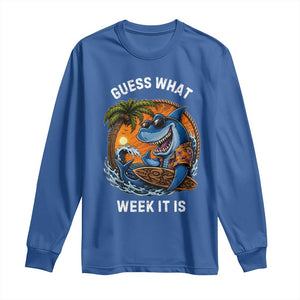 Funny Shark Guess What Week It Is Long Sleeve Shirt Shark Awareness Summer Vacation