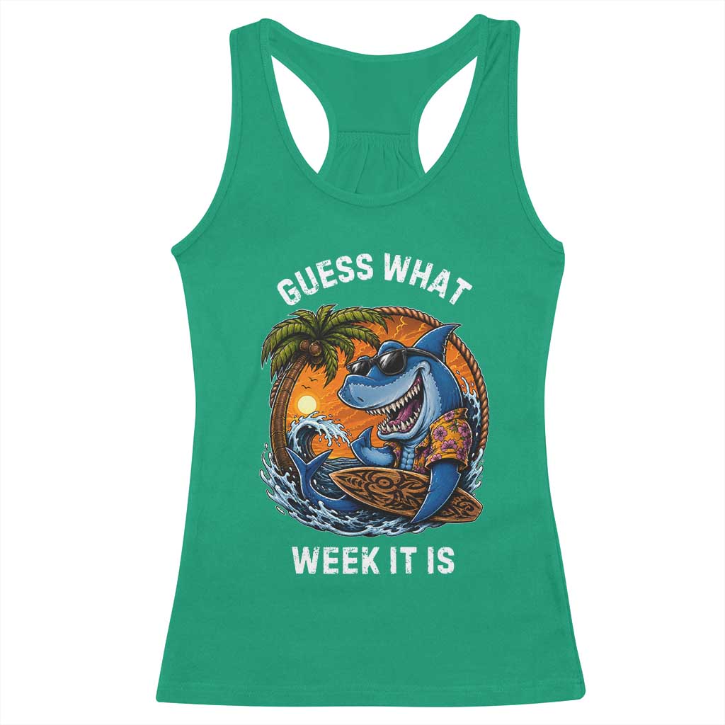 Funny Shark Guess What Week It Is Racerback Tank Top Shark Awareness Summer Vacation