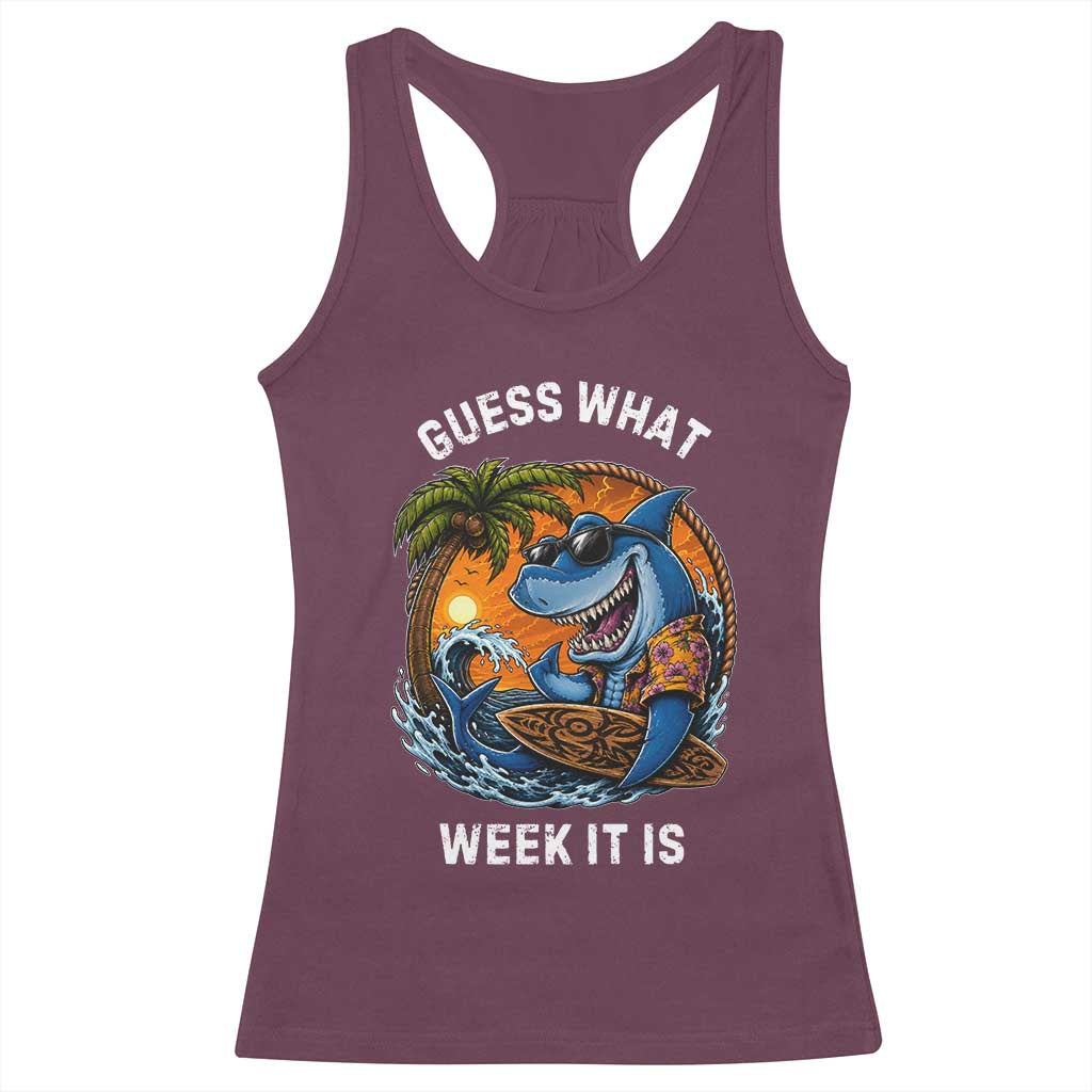 Funny Shark Guess What Week It Is Racerback Tank Top Shark Awareness Summer Vacation