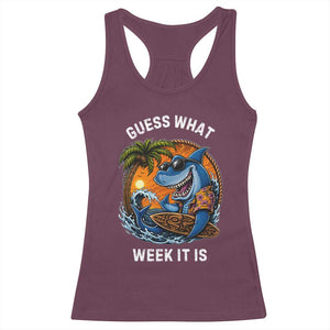 Funny Shark Guess What Week It Is Racerback Tank Top Shark Awareness Summer Vacation